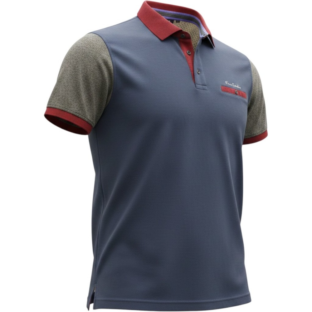 Pierre Cardin Paris Mens Colorblock Polo Navy Grey Burgundy Large AA0F96-112